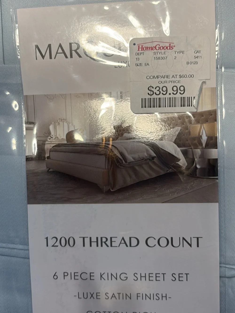 6-Piece Luxury King Sheet Set - Light Blue Satin Finish